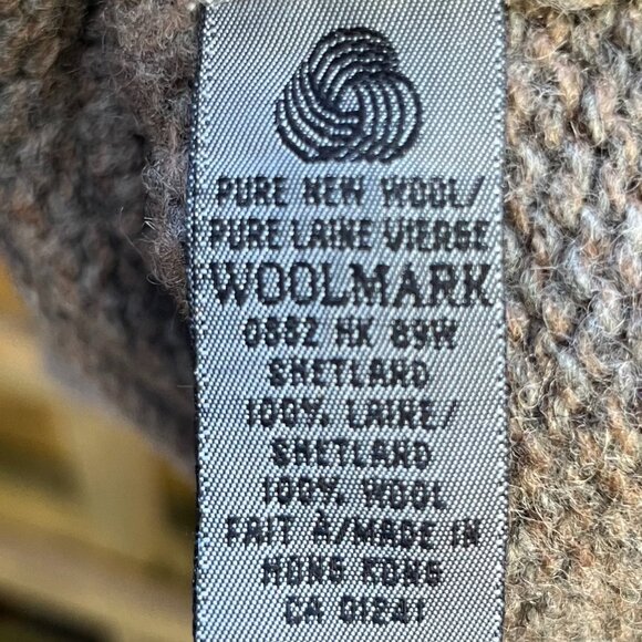Vintage Wool Colourblock Turtleneck Sweater Brown Taupe Minimalist Cozy - Picture 4 of 4